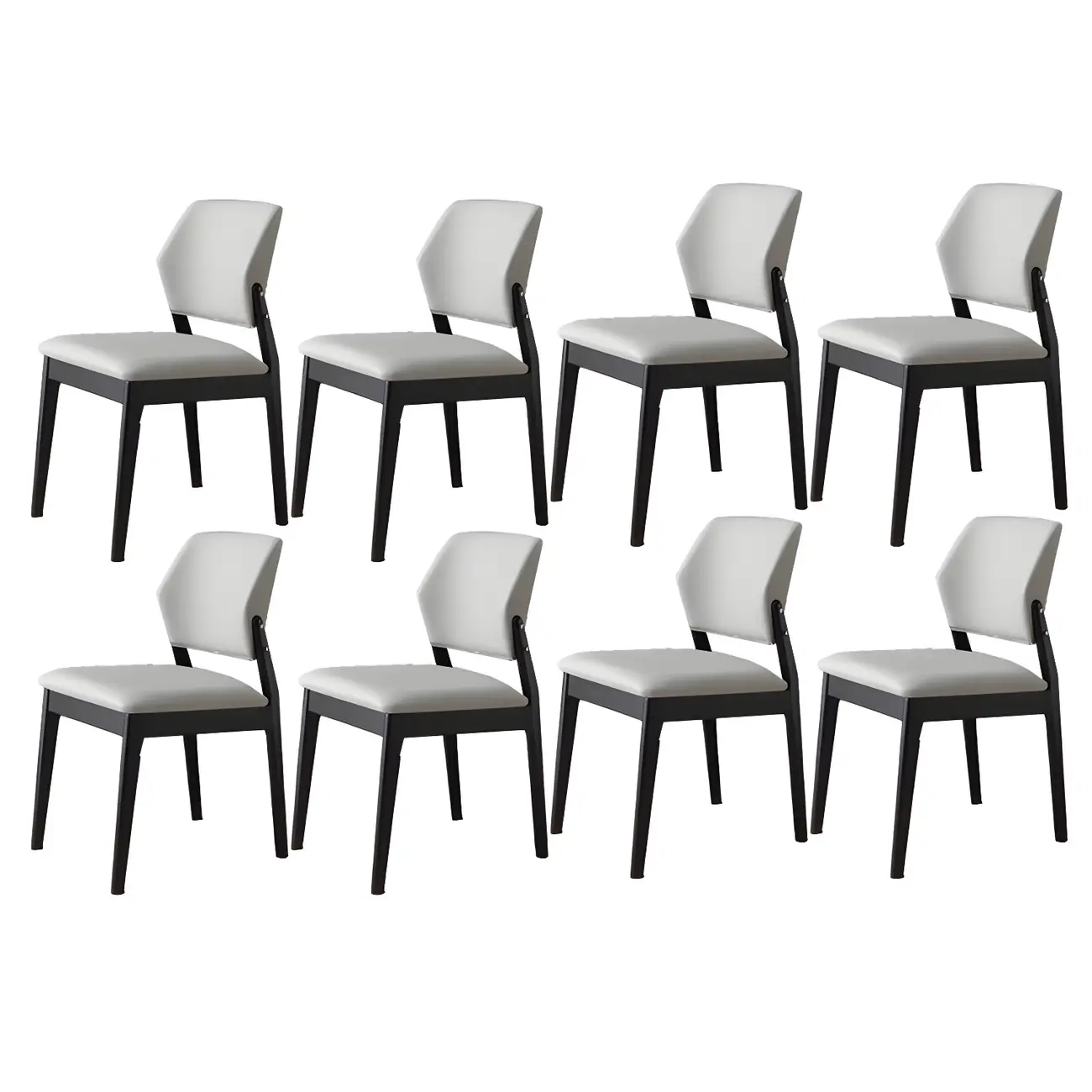 Modern Faux Leather Upholstery Dining Chair with Low Back and Wood Legs Image - 68 | homeyfad