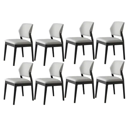 Modern Faux Leather Upholstery Dining Chair with Low Back and Wood Legs Image - 68