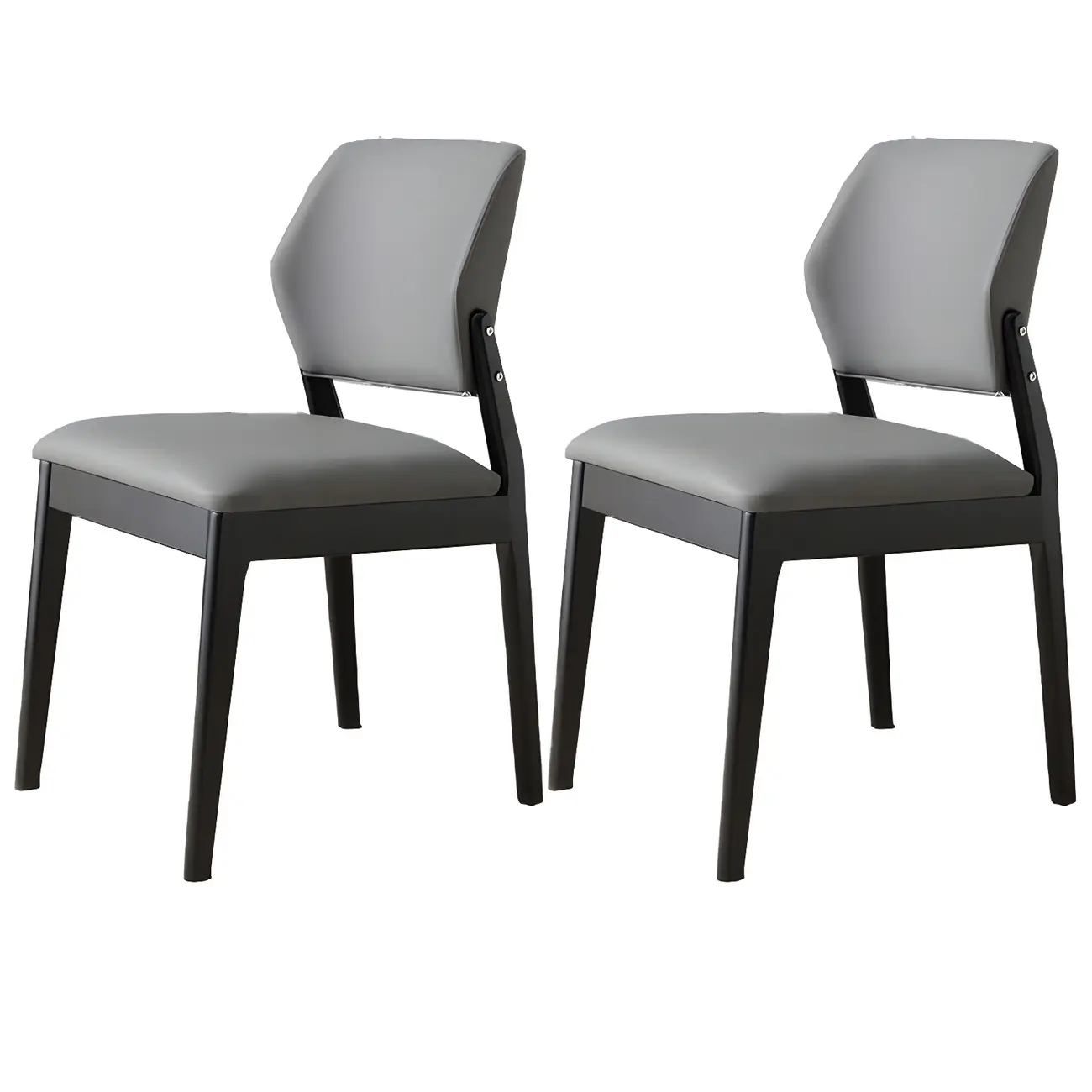 Modern Faux Leather Upholstery Dining Chair with Low Back and Wood Legs Image - 70 | homeyfad