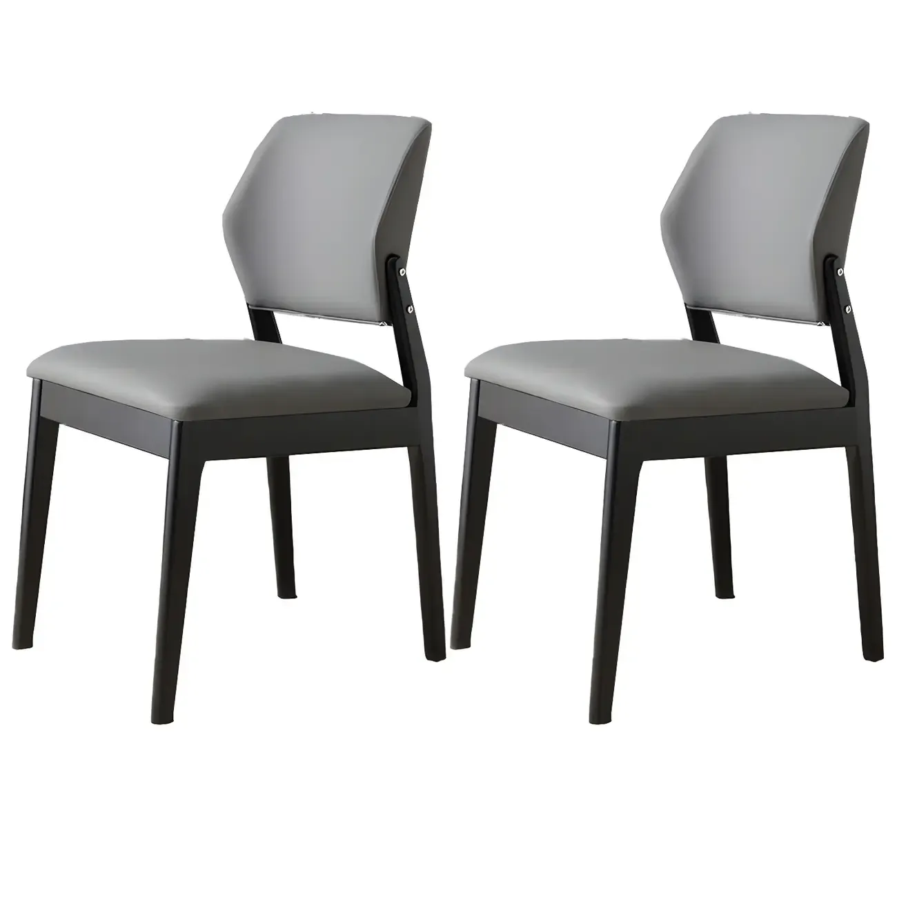 Modern Faux Leather Upholstery Dining Chair with Low Back and Wood Legs Image - 70