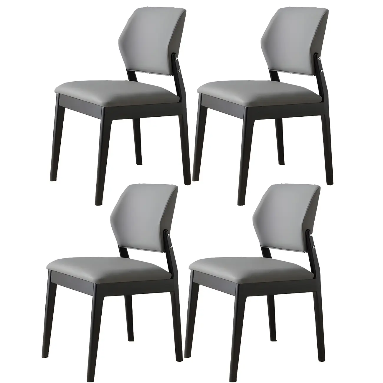 Modern Faux Leather Upholstery Dining Chair with Low Back and Wood Legs Image - 71 | homeyfad