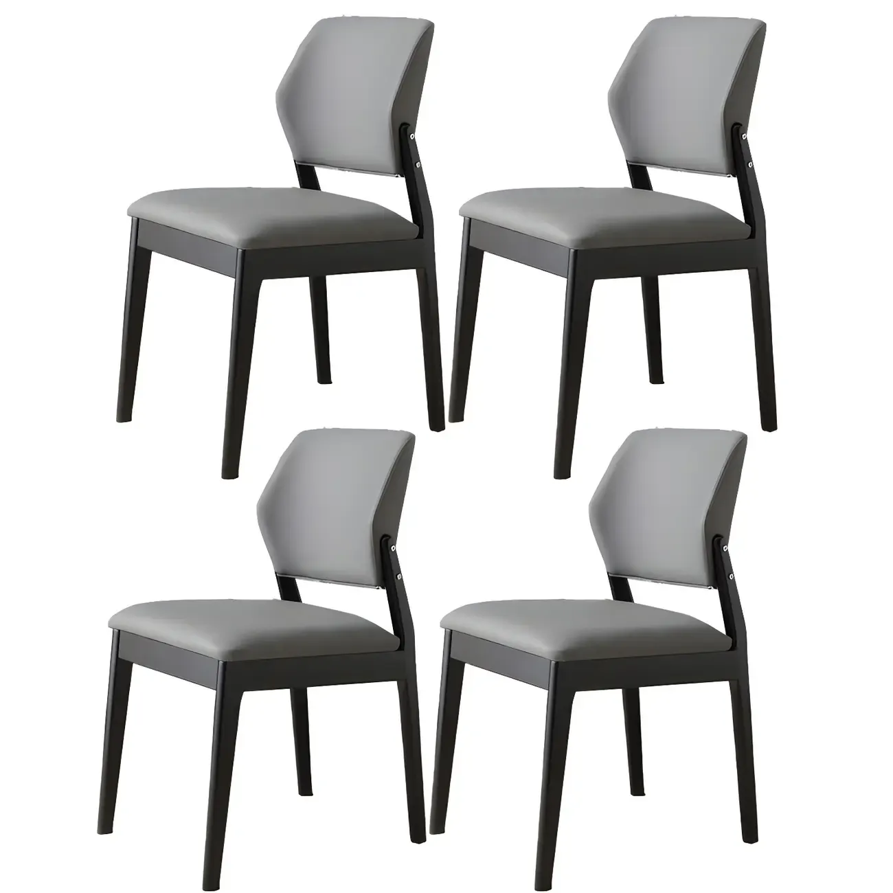 Modern Faux Leather Upholstery Dining Chair with Low Back and Wood Legs Image - 71