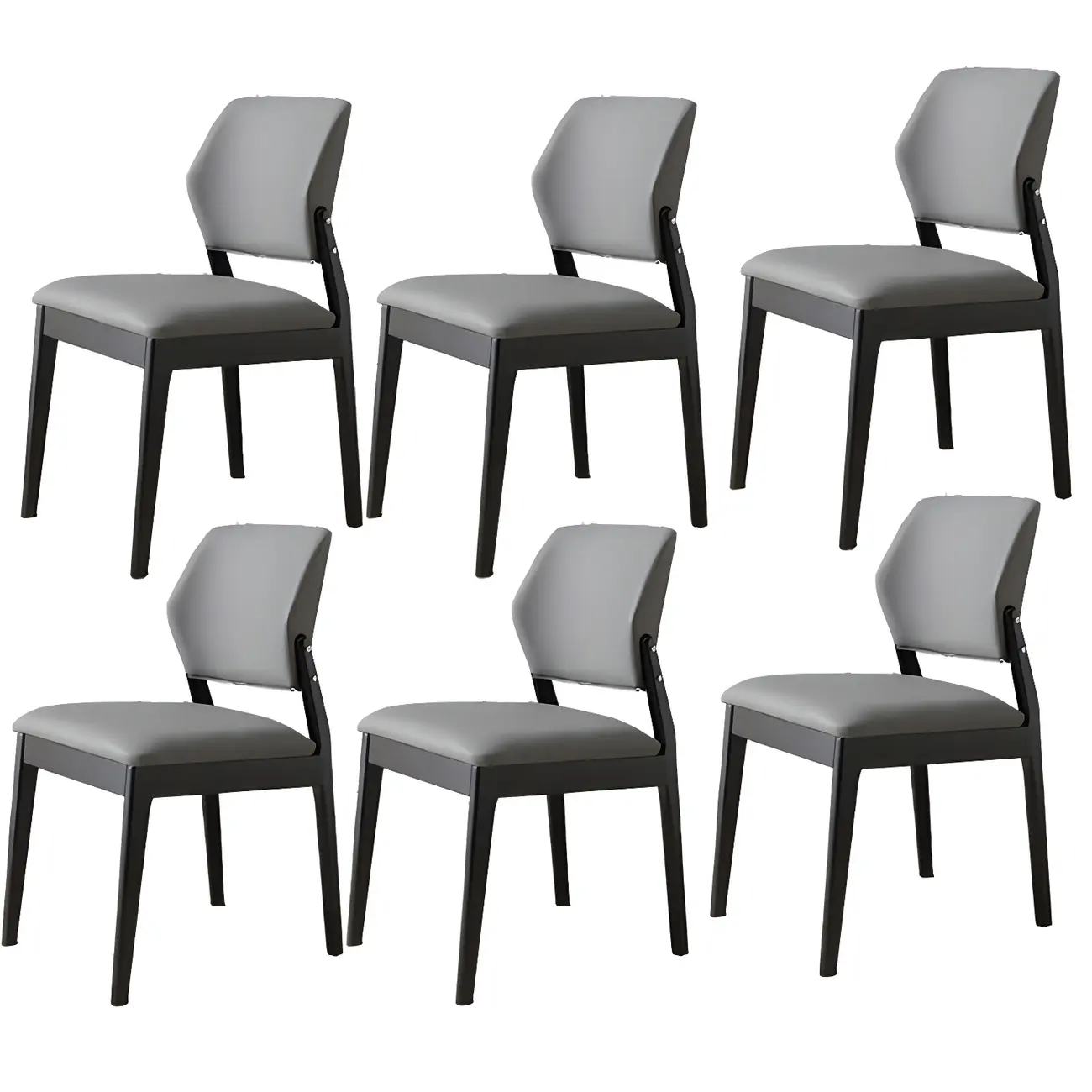 Modern Faux Leather Upholstery Dining Chair with Low Back and Wood Legs Image - 72 | homeyfad