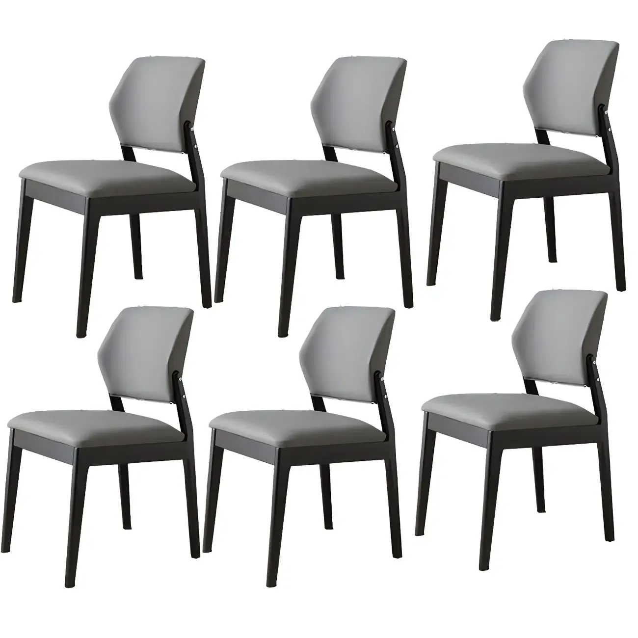 Modern Faux Leather Upholstery Dining Chair with Low Back and Wood Legs Image - 72