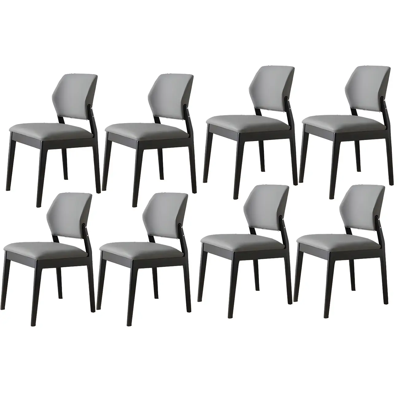 Modern Faux Leather Upholstery Dining Chair with Low Back and Wood Legs Image - 73 | homeyfad