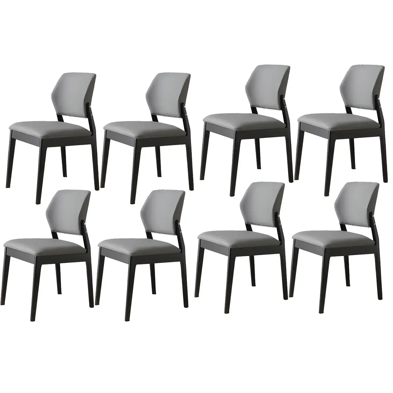 Modern Faux Leather Upholstery Dining Chair with Low Back and Wood Legs Image - 73