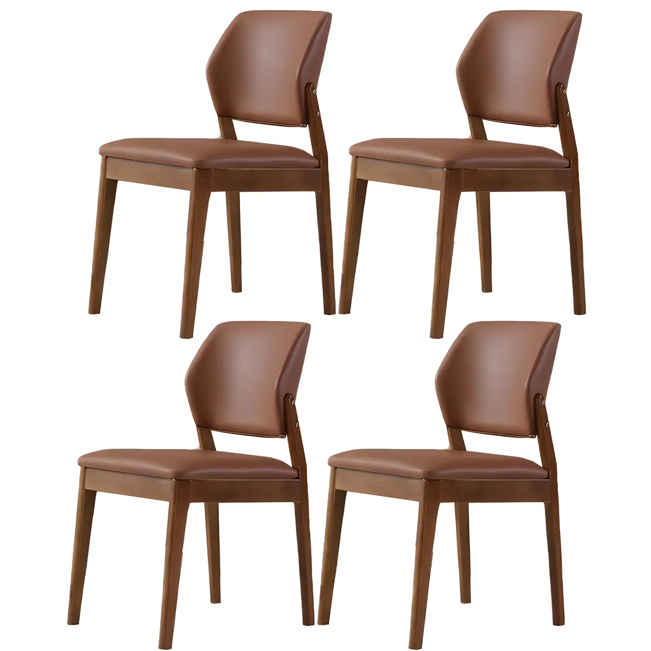 Modern Faux Leather Upholstery Dining Chair with Low Back and Wood Legs Image - 76 | homeyfad