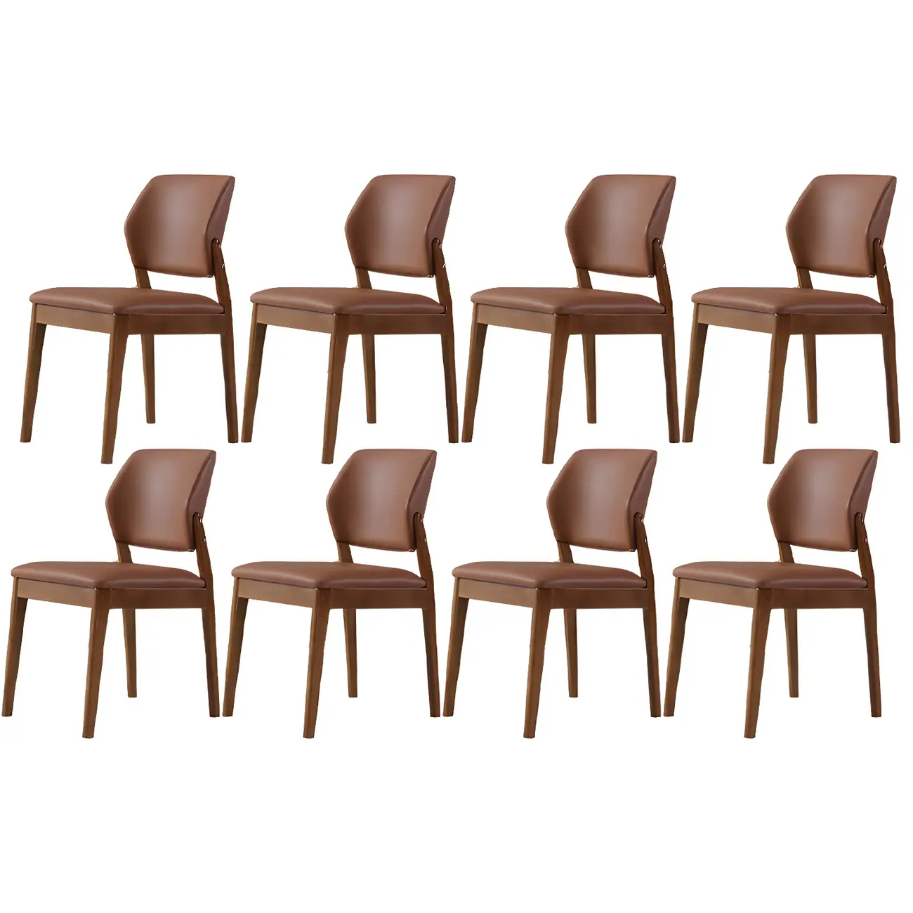 Modern Faux Leather Upholstery Dining Chair with Low Back and Wood Legs Image - 78 | homeyfad