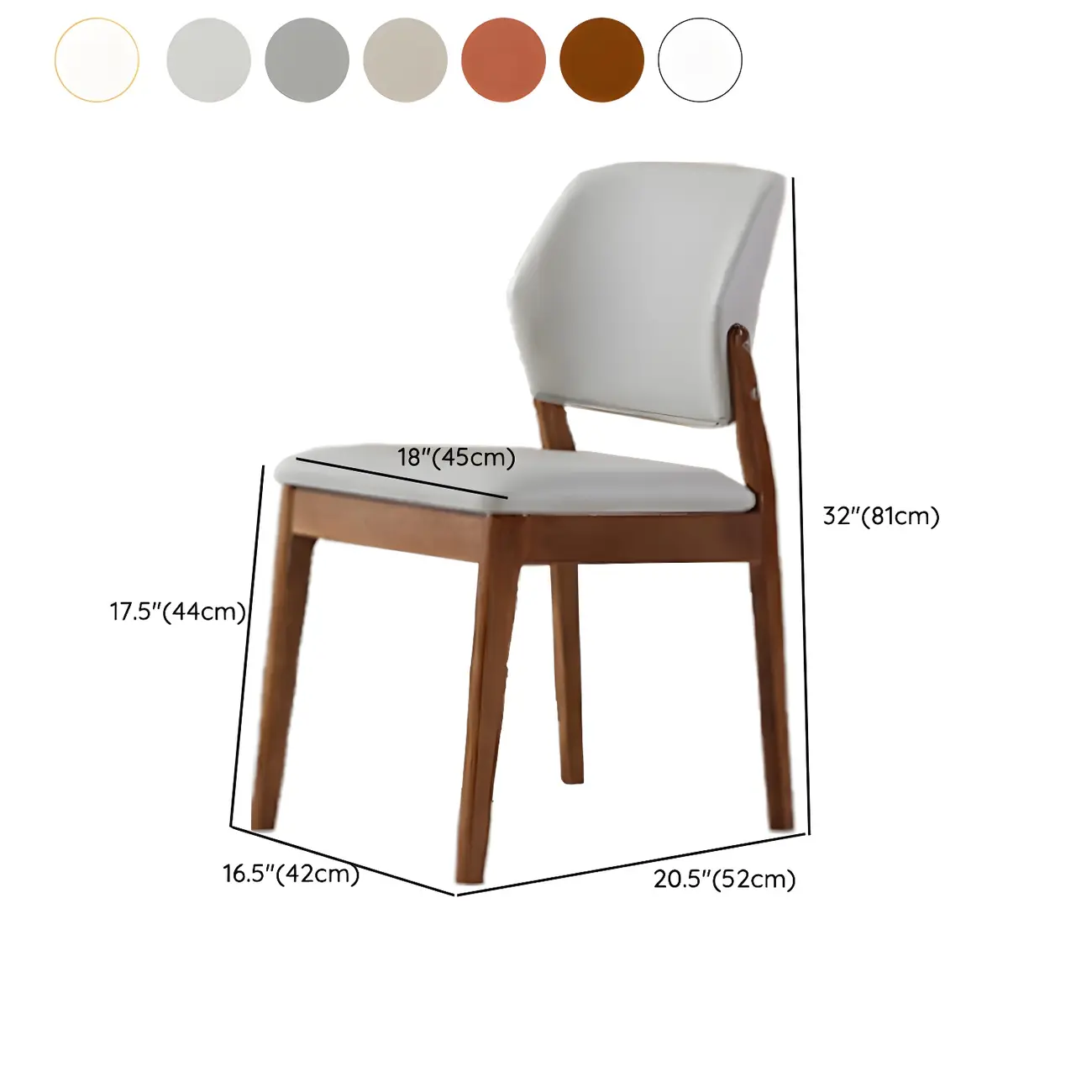 Modern Faux Leather Upholstery Dining Chair with Low Back and Wood Legs #size | homeyfad