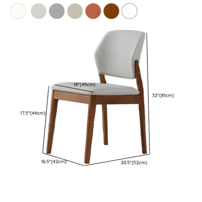 Modern Faux Leather Upholstery Dining Chair with Low Back and Wood Legs #size