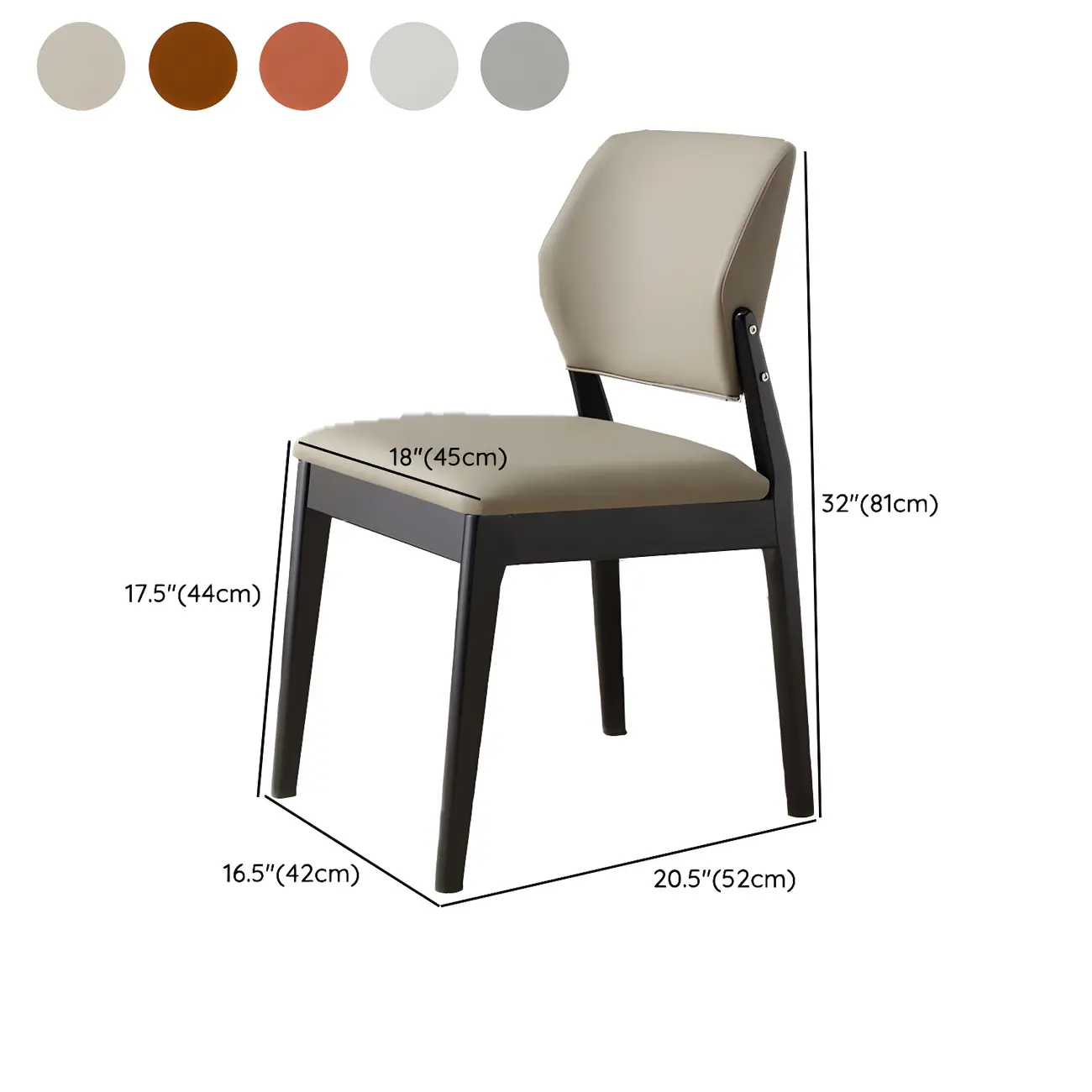 Modern Faux Leather Upholstery Dining Chair with Low Back and Wood Legs Image - 80 | homeyfad
