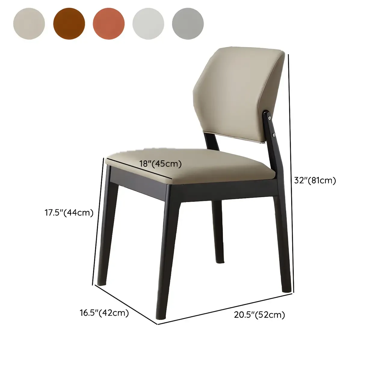 Modern Faux Leather Upholstery Dining Chair with Low Back and Wood Legs Image - 80