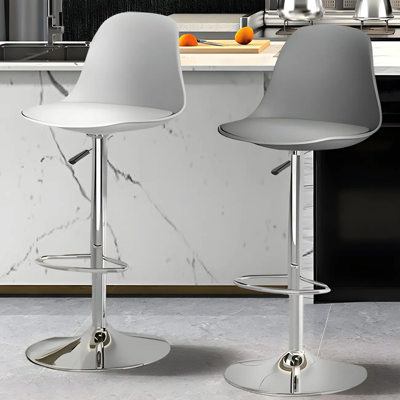 Adjustable Leather Rectangular Seat Swivel Bar Stools Image - 1 | homeyfad
