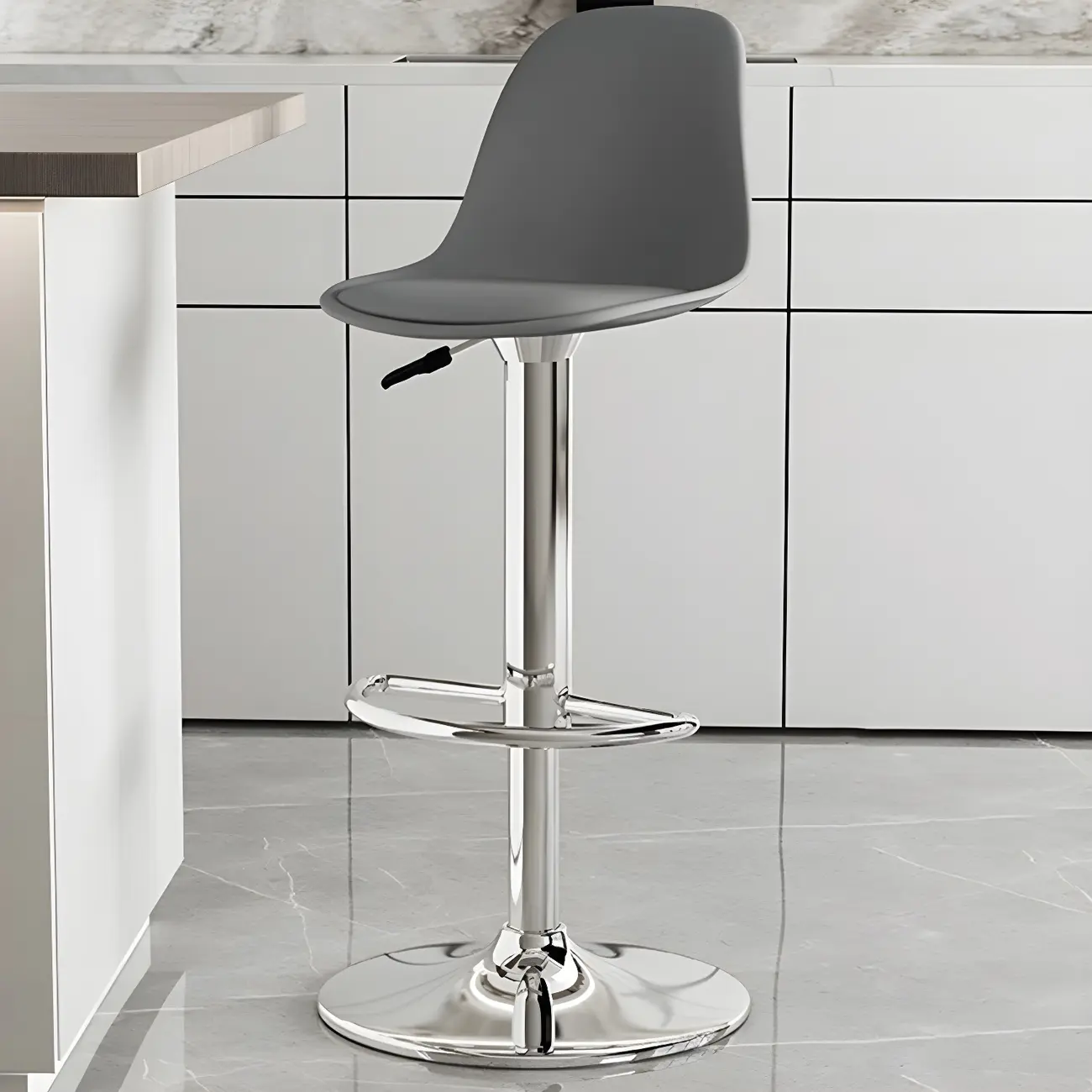 Adjustable Leather Rectangular Seat Swivel Bar Stools Image - 2 | homeyfad