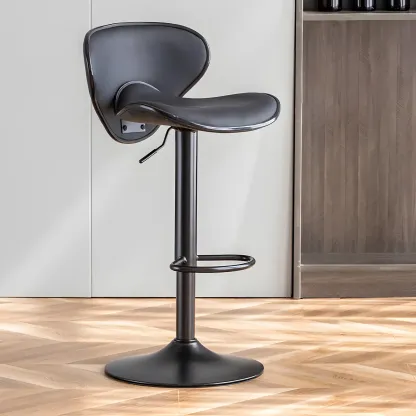 Glam Adjustable Leather Swivel Bar Stools with Backrest for Home Image - 3