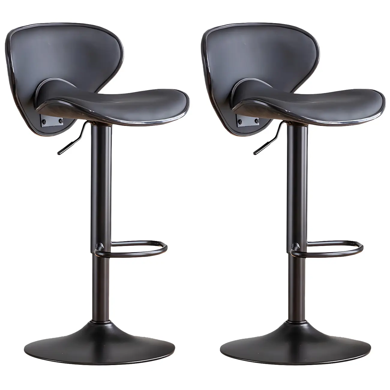 Glam Adjustable Leather Swivel Bar Stools with Backrest for Home Image - 4 | homeyfad