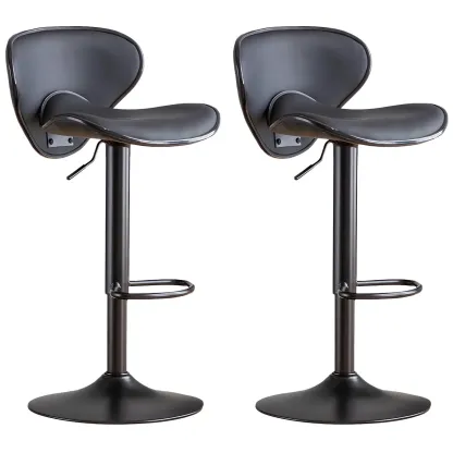 Glam Adjustable Leather Swivel Bar Stools with Backrest for Home Image - 4