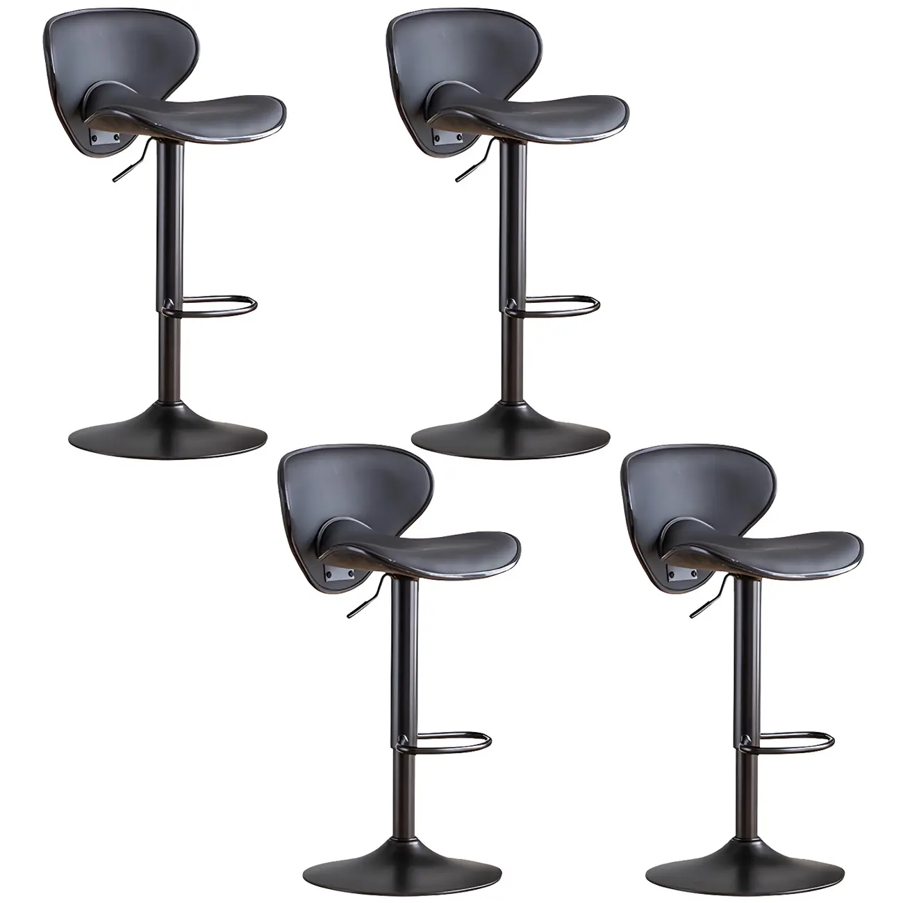 Glam Adjustable Leather Swivel Bar Stools with Backrest for Home Image - 5 | homeyfad