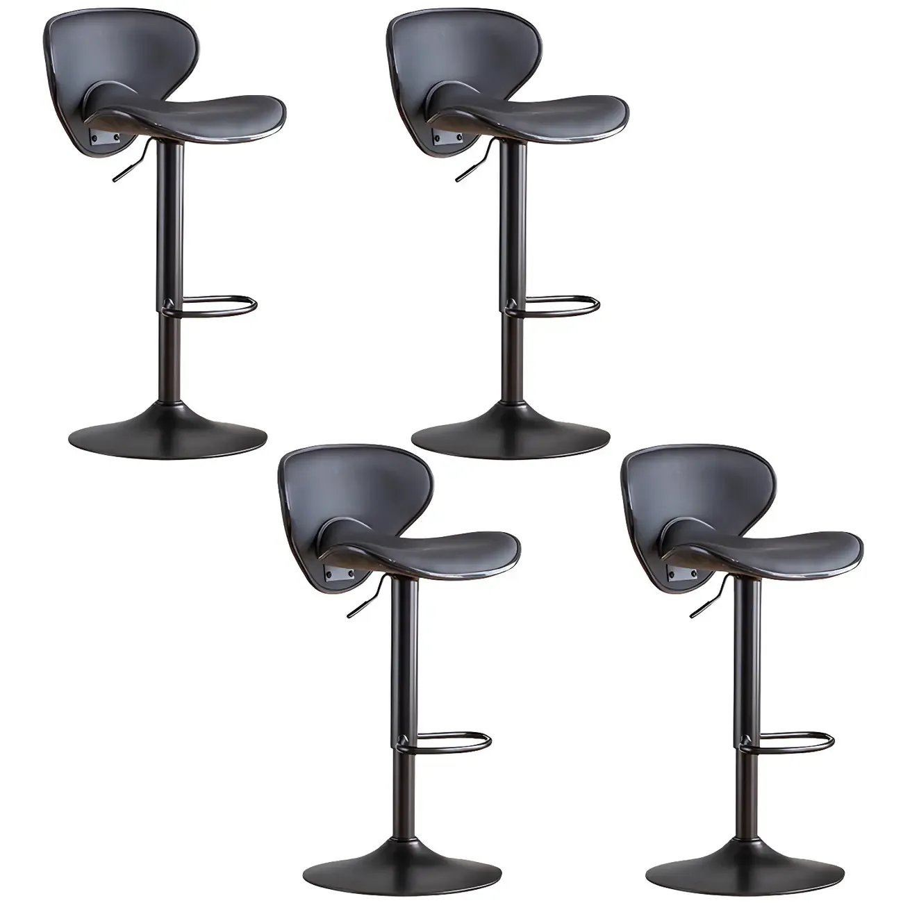 Glam Adjustable Leather Swivel Bar Stools with Backrest for Home Image - 5