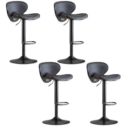 Glam Adjustable Leather Swivel Bar Stools with Backrest for Home Image - 5