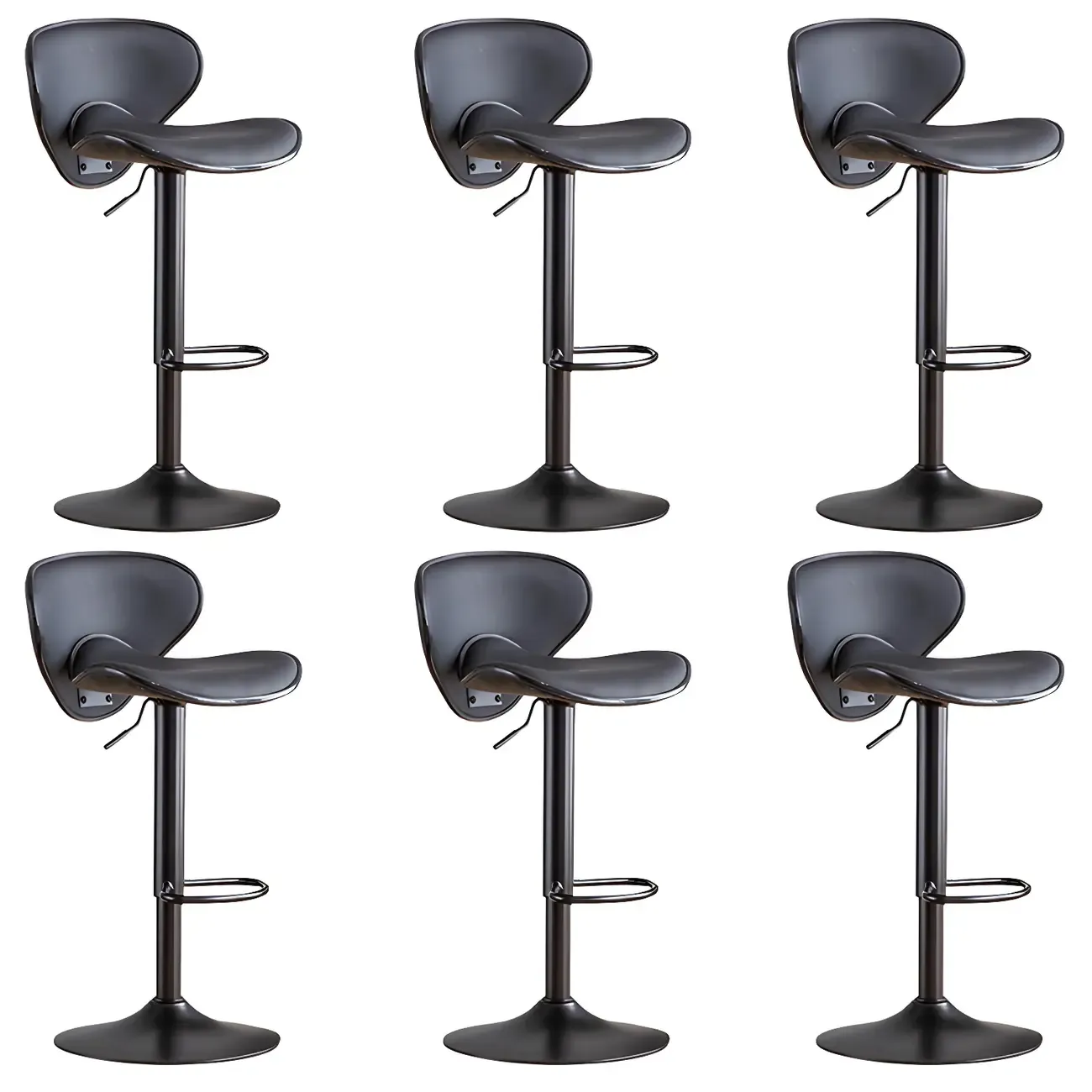 Glam Adjustable Leather Swivel Bar Stools with Backrest for Home Image - 7