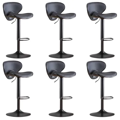 Glam Adjustable Leather Swivel Bar Stools with Backrest for Home Image - 7