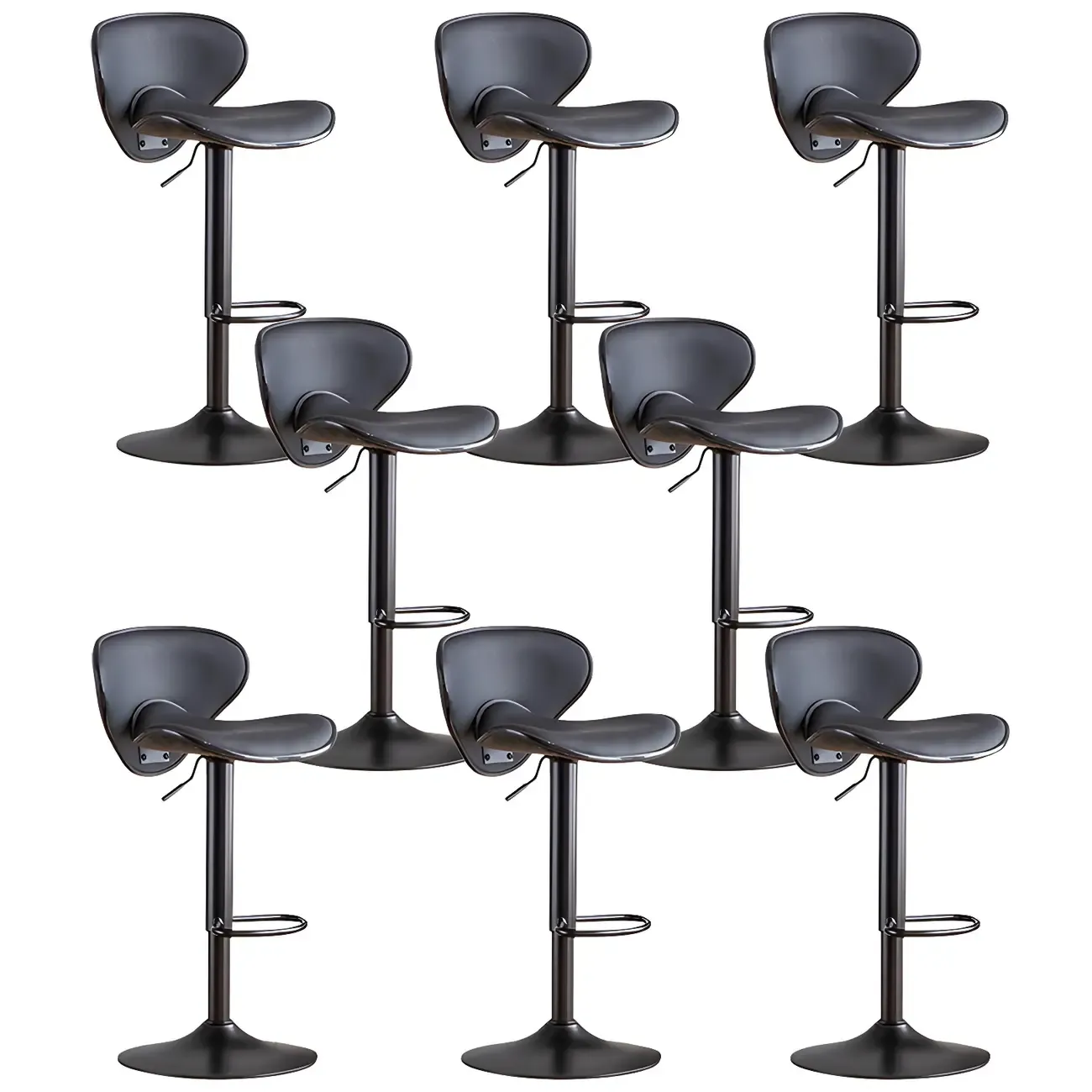 Glam Adjustable Leather Swivel Bar Stools with Backrest for Home Image - 9