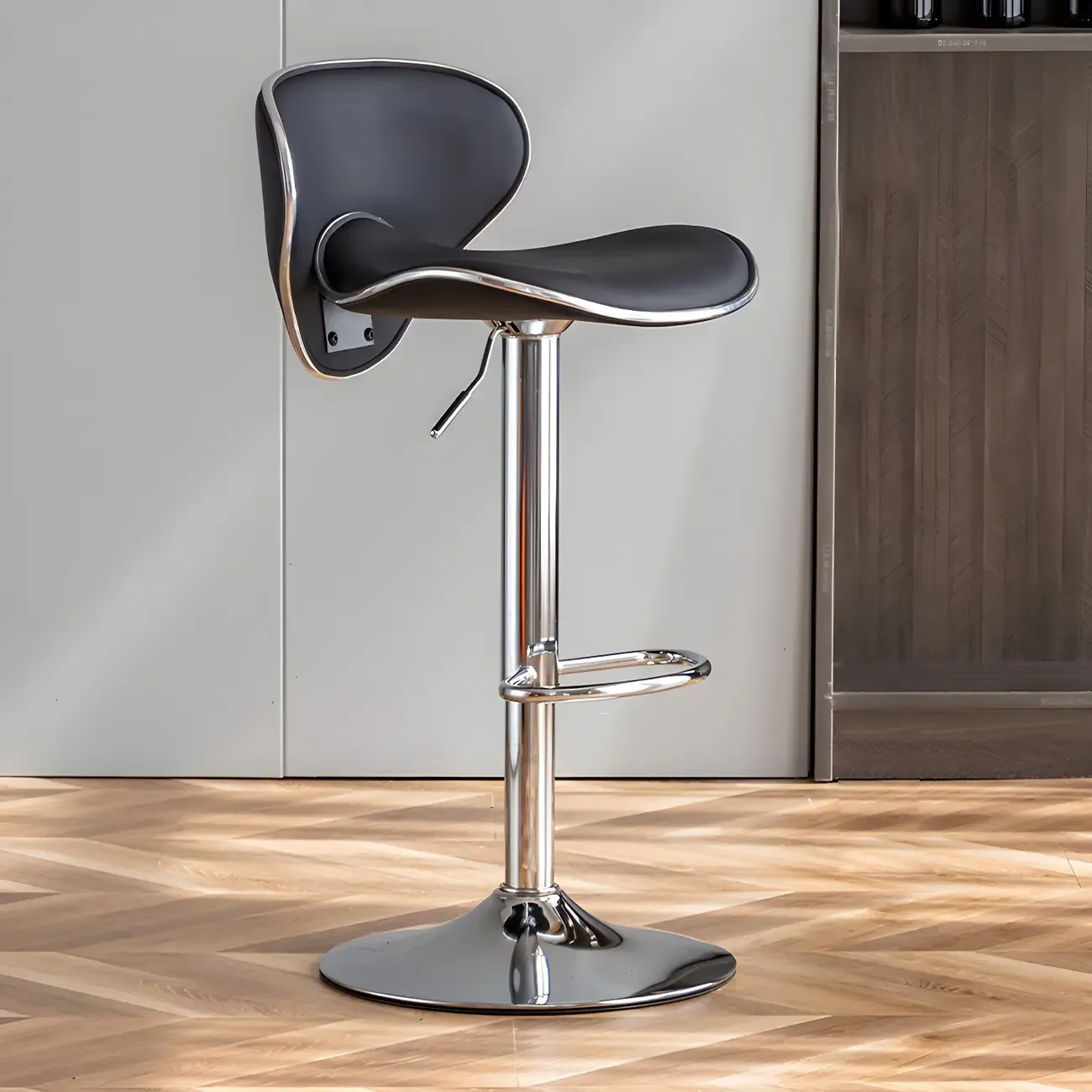 Glam Adjustable Leather Swivel Bar Stools with Backrest for Home Image - 11