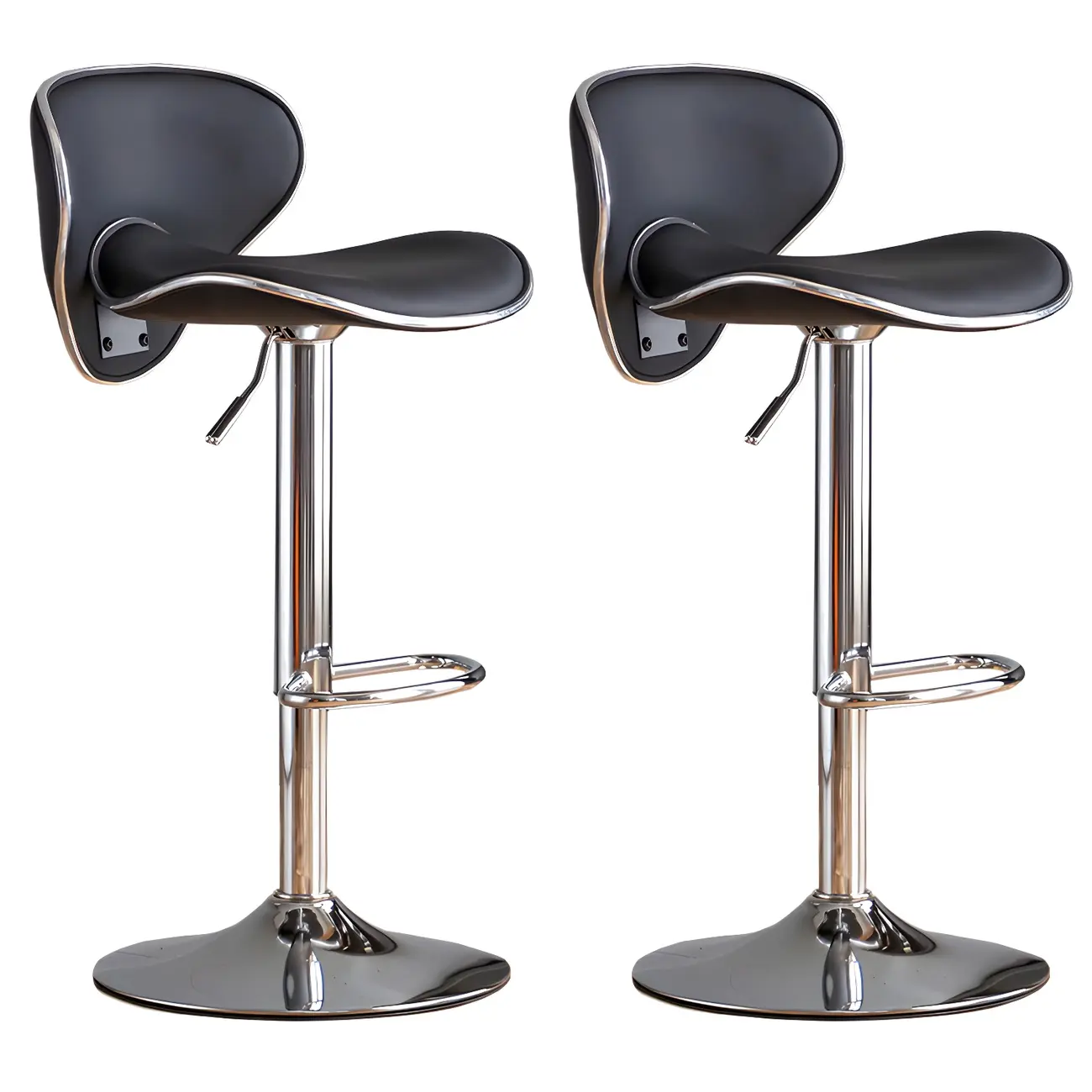 Glam Adjustable Leather Swivel Bar Stools with Backrest for Home Image - 14 | homeyfad