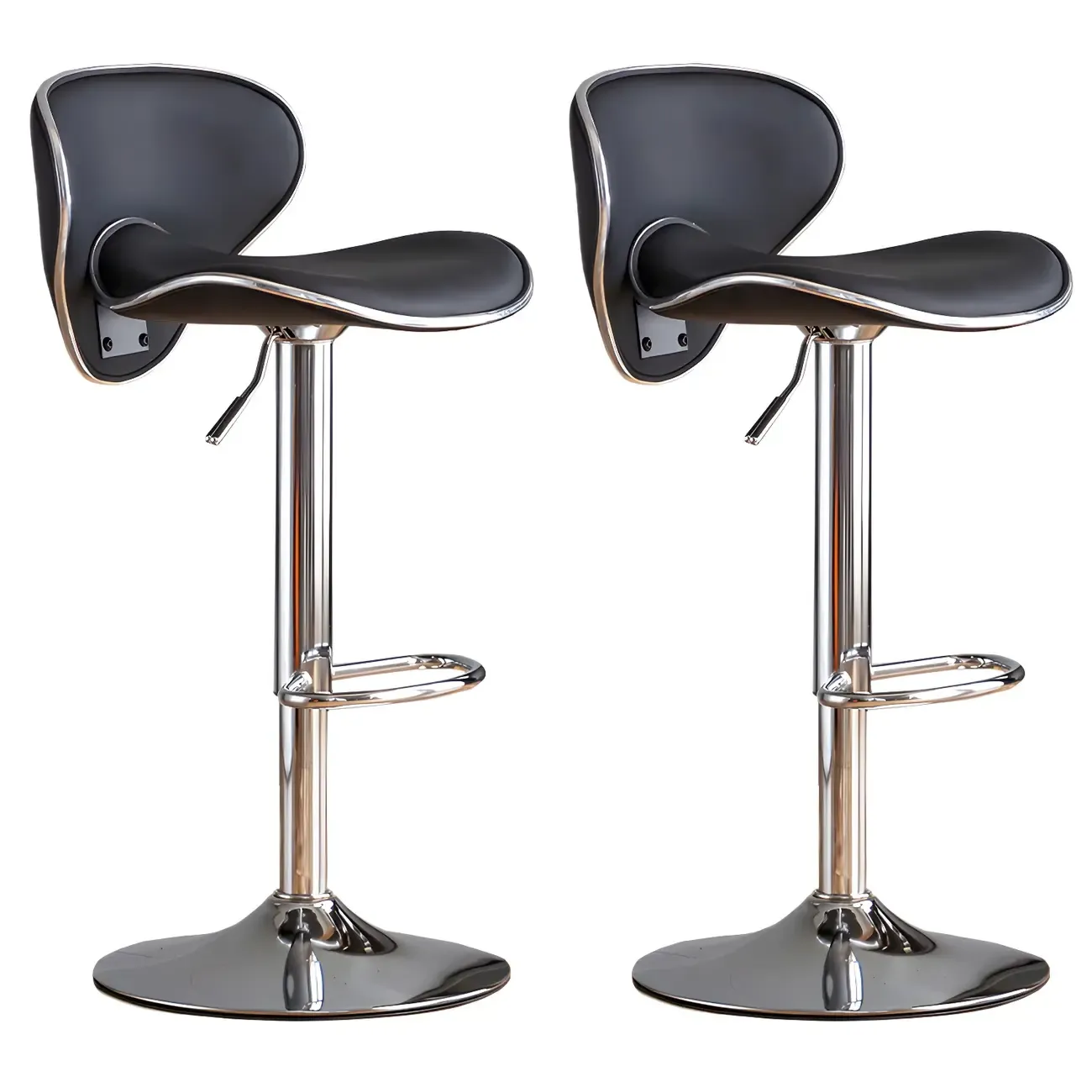 Glam Adjustable Leather Swivel Bar Stools with Backrest for Home Image - 14