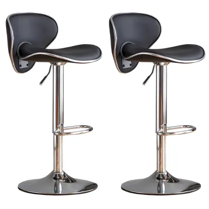 Glam Adjustable Leather Swivel Bar Stools with Backrest for Home Image - 14
