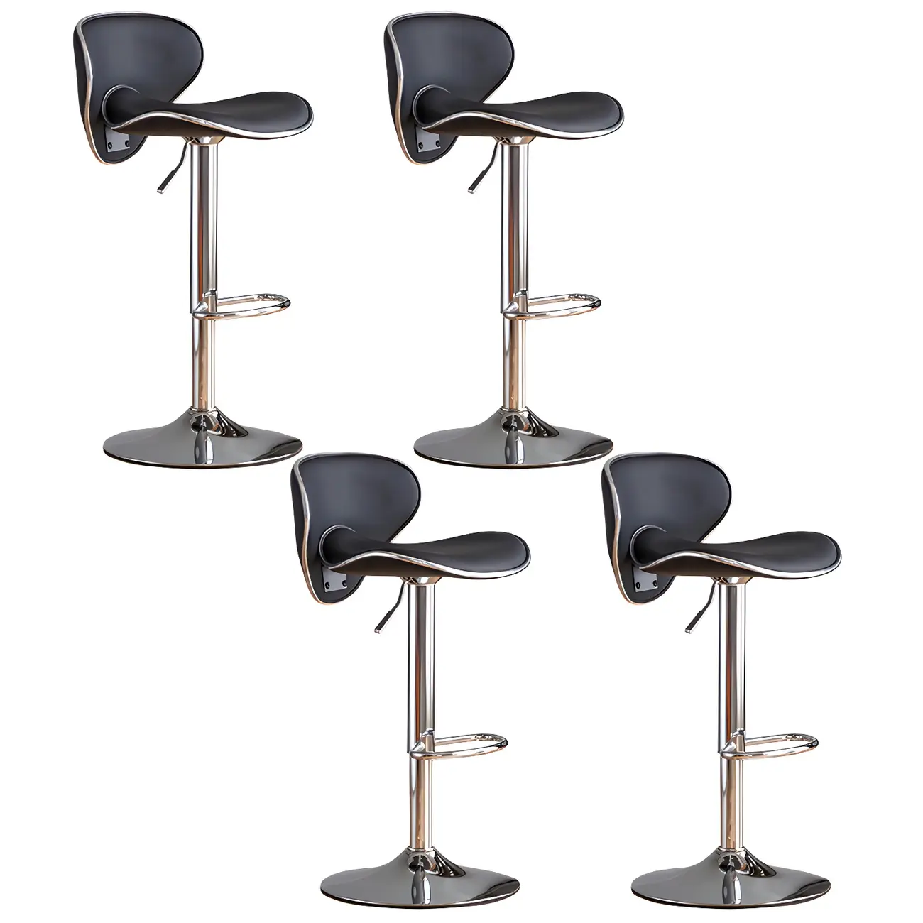 Glam Adjustable Leather Swivel Bar Stools with Backrest for Home Image - 15 | homeyfad