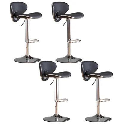Glam Adjustable Leather Swivel Bar Stools with Backrest for Home Image - 15