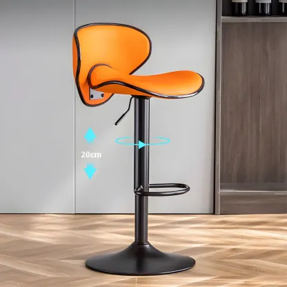 Glam Adjustable Leather Swivel Bar Stools with Backrest for Home Image - 16