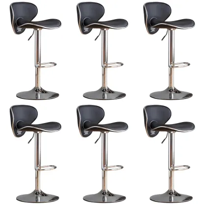 Glam Adjustable Leather Swivel Bar Stools with Backrest for Home Image - 18