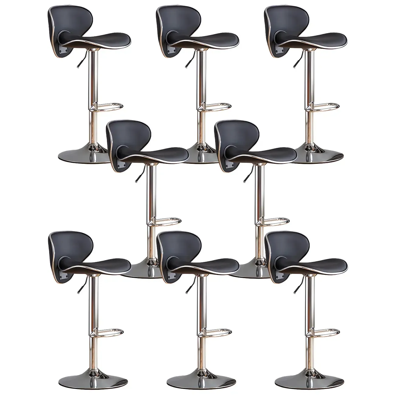 Glam Adjustable Leather Swivel Bar Stools with Backrest for Home Image - 20