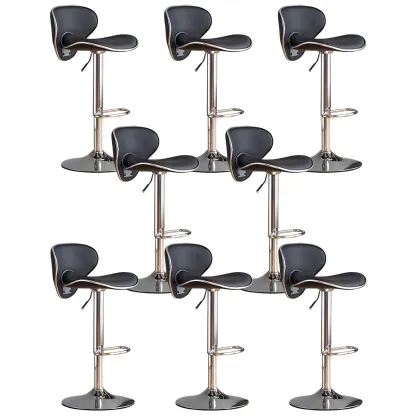 Glam Adjustable Leather Swivel Bar Stools with Backrest for Home Image - 20