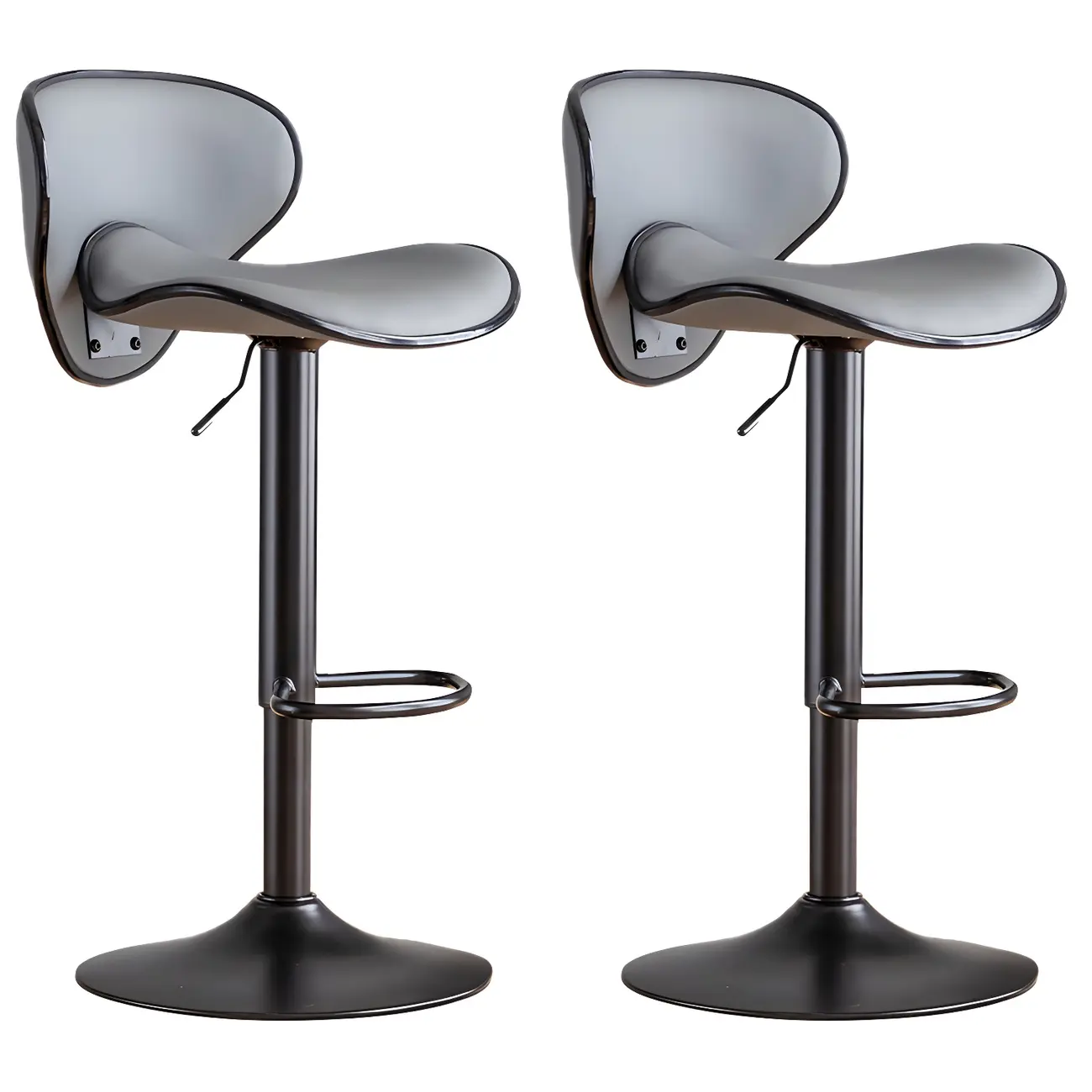Glam Adjustable Leather Swivel Bar Stools with Backrest for Home Image - 24 | homeyfad