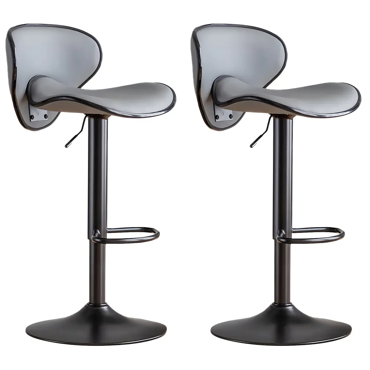 Glam Adjustable Leather Swivel Bar Stools with Backrest for Home Image - 24