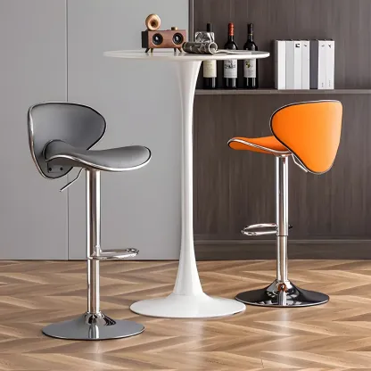 Glam Adjustable Leather Swivel Bar Stools with Backrest for Home Image - 25