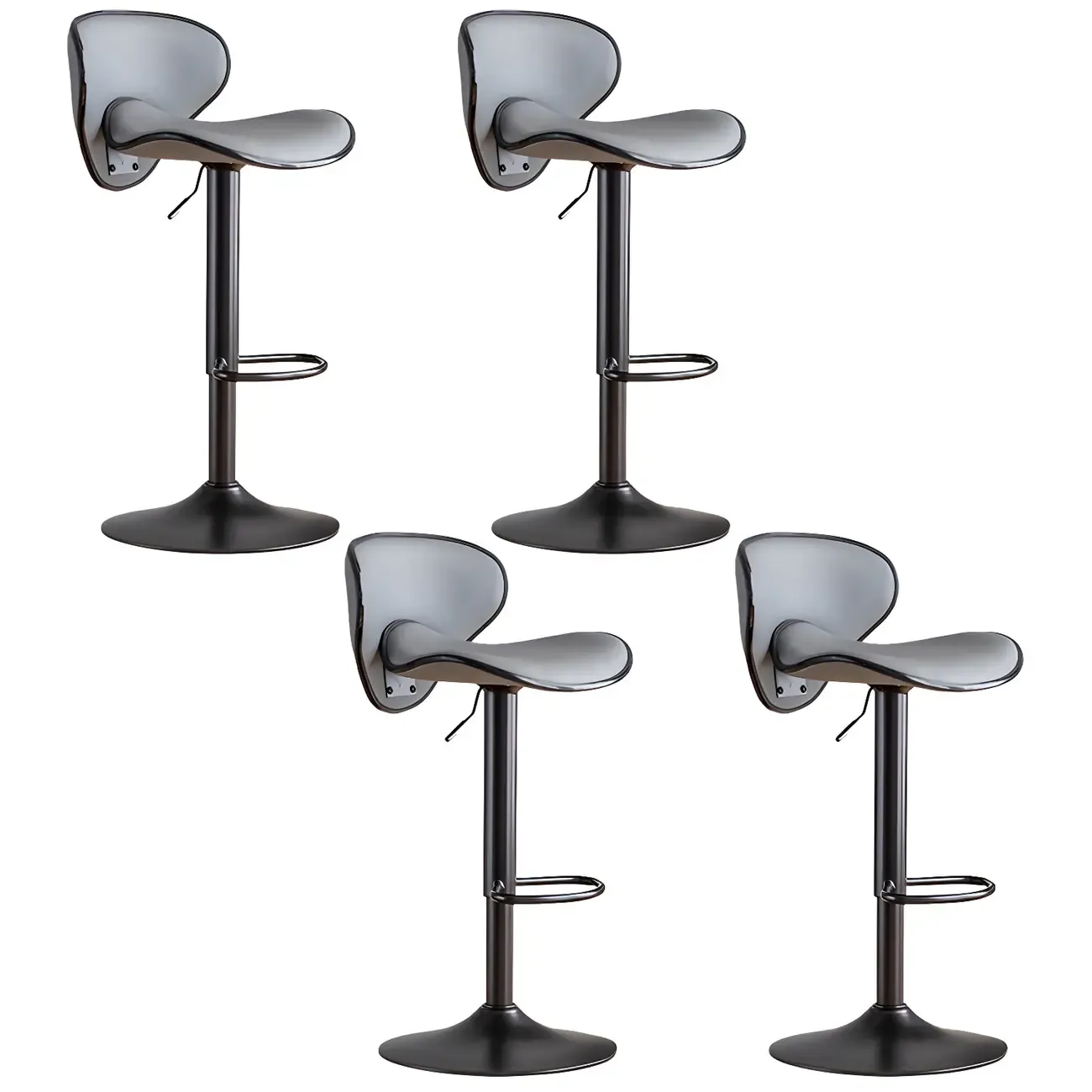 Glam Adjustable Leather Swivel Bar Stools with Backrest for Home Image - 26