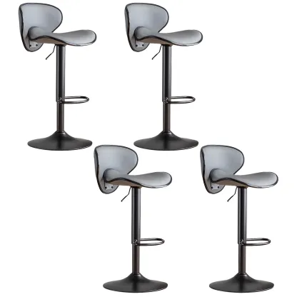 Glam Adjustable Leather Swivel Bar Stools with Backrest for Home Image - 26