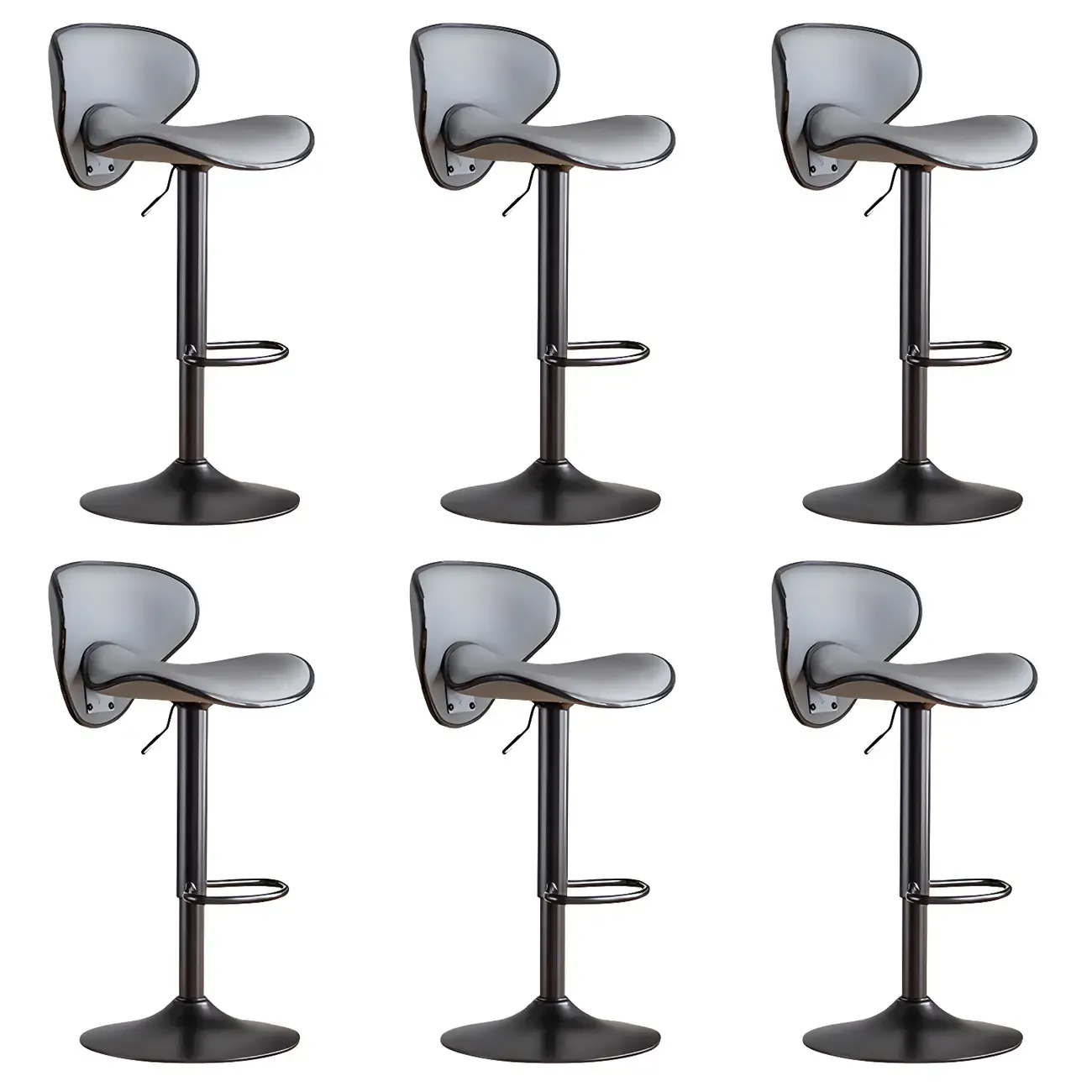 Glam Adjustable Leather Swivel Bar Stools with Backrest for Home Image - 27