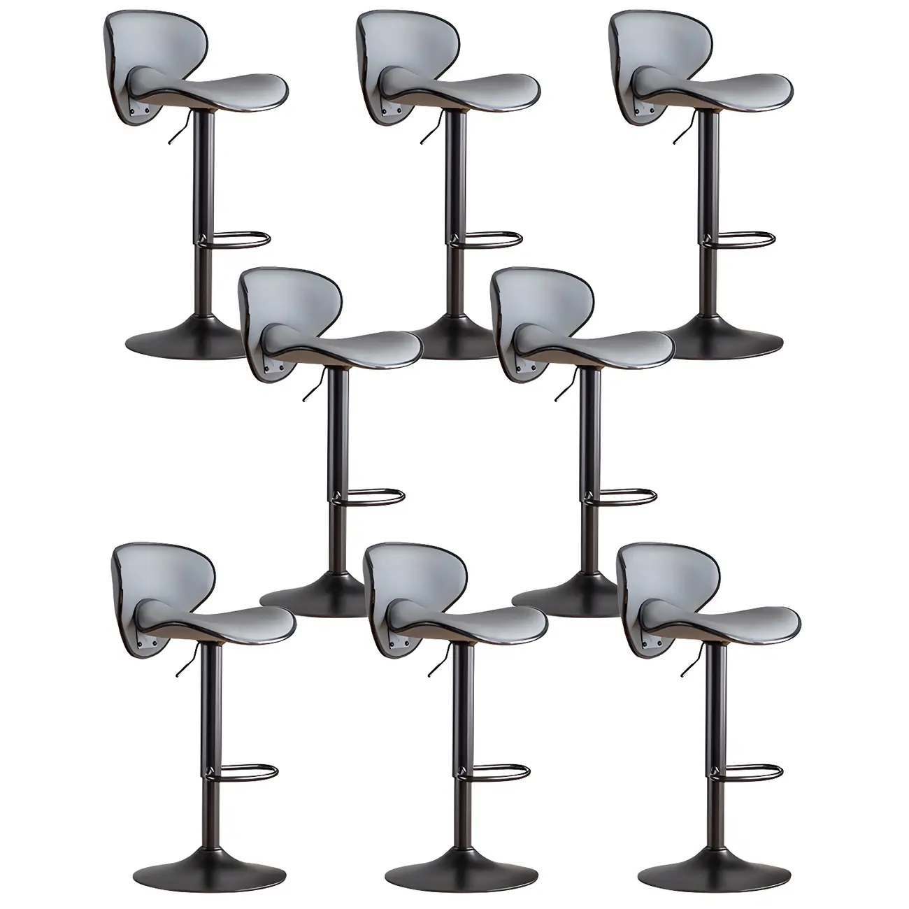 Glam Adjustable Leather Swivel Bar Stools with Backrest for Home Image - 29 | homeyfad