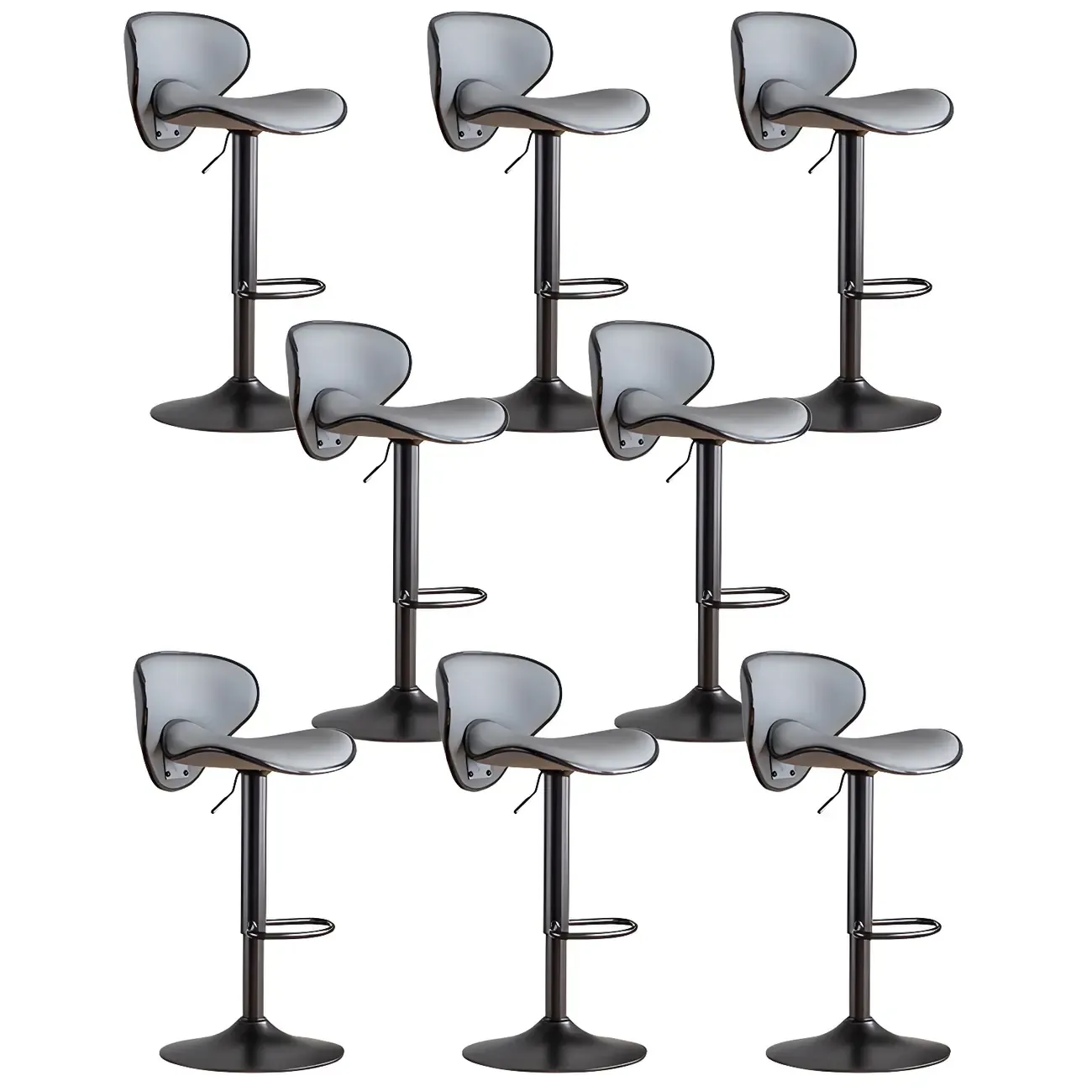 Glam Adjustable Leather Swivel Bar Stools with Backrest for Home Image - 29