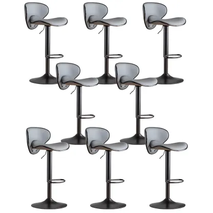 Glam Adjustable Leather Swivel Bar Stools with Backrest for Home Image - 29