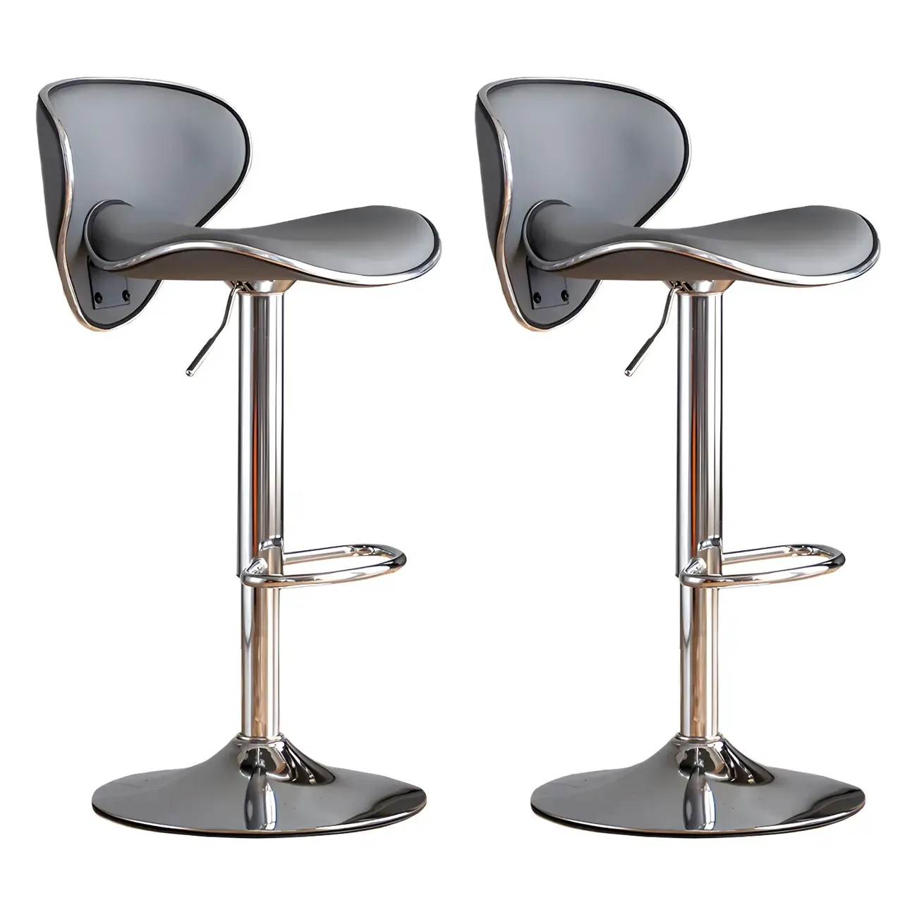 Glam Adjustable Leather Swivel Bar Stools with Backrest for Home Image - 32