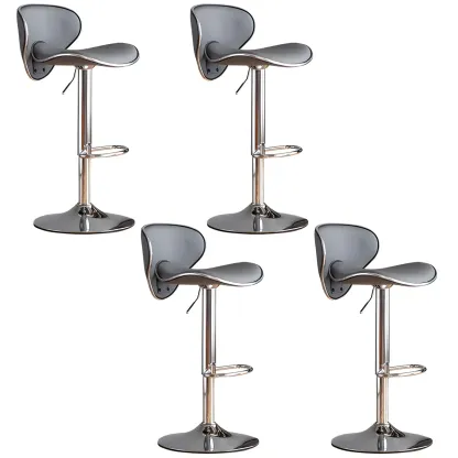 Glam Adjustable Leather Swivel Bar Stools with Backrest for Home Image - 33