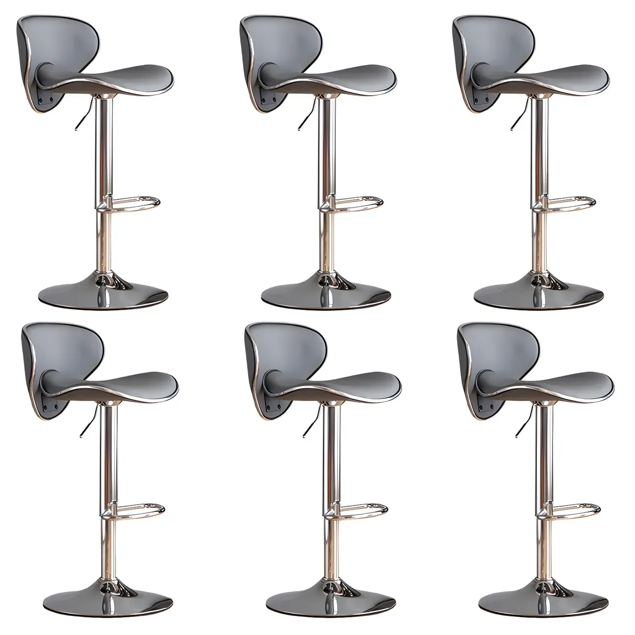 Glam Adjustable Leather Swivel Bar Stools with Backrest for Home Image - 34