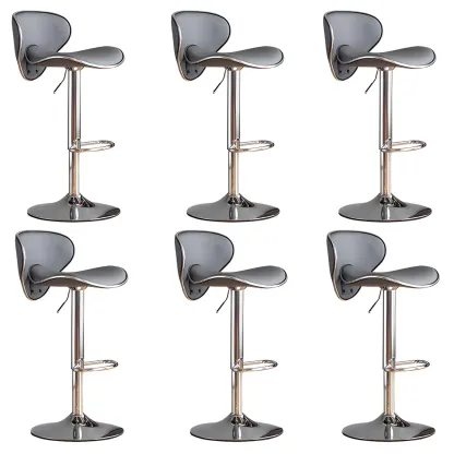 Glam Adjustable Leather Swivel Bar Stools with Backrest for Home Image - 34